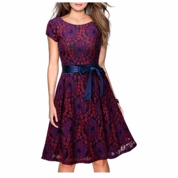 Miusol Vintage Floral Lace Cocktail Evening Dress Size Small - Picture 1 of 16